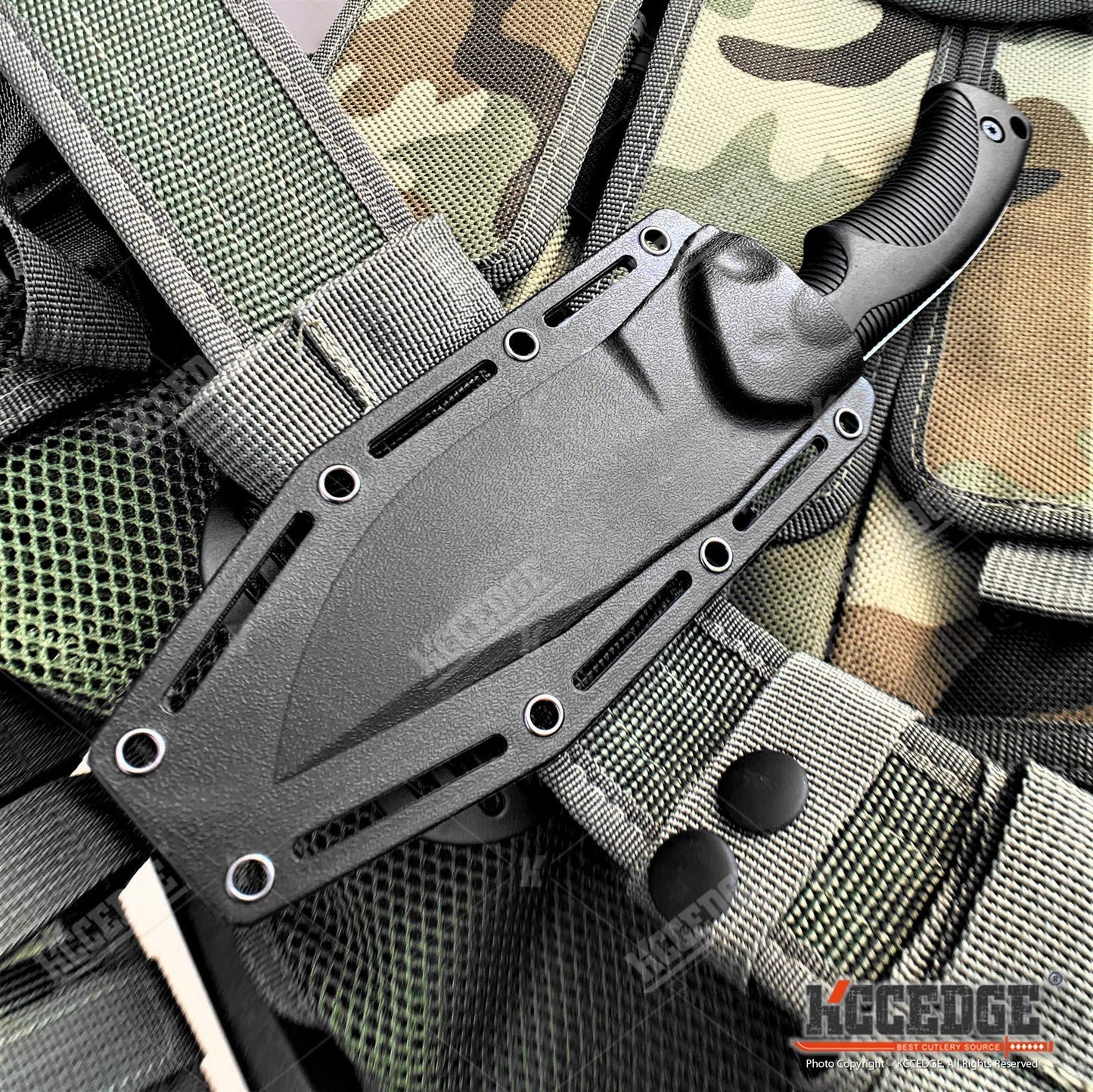 KCCEDGE Tactical Knife Hunting Knife Survival Knife 9" Full Tang Fixed Blade Knives Camping Accessories Camping Gear Survival Kit Survival Gear And Equipment Tactical Gear 80213 (Black)