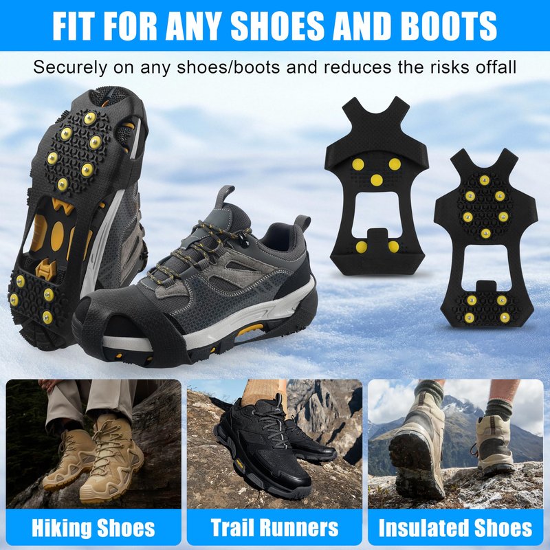 2 Pairs Crampon Ice Cleat Ice Snow Grips Over Shoe Boots Traction Cleats Crampons for Walking on Ice&Snow Anti Slip Cleat Fasten Quickly Easily Over Footwear (Medium【Women(6-8)/Men(4.5-6.5)】)