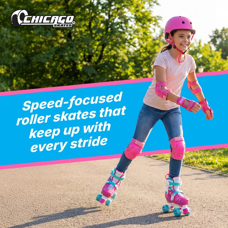 Chicago Skates Girls Adjustable Junior Quad Skates