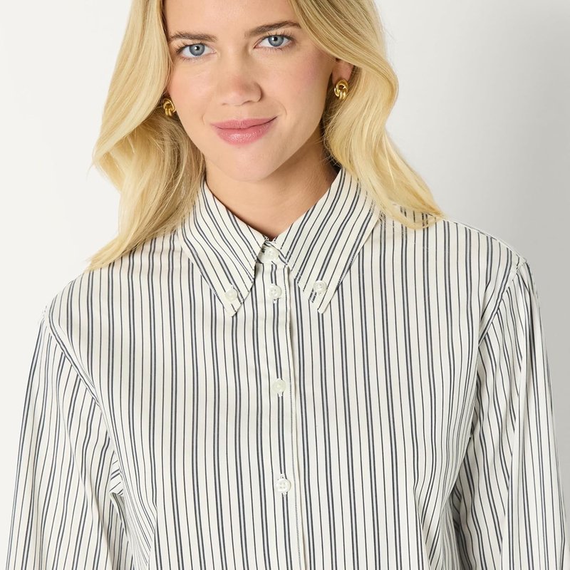 Women's Oversized Cotton Stretch Poplin Button-Down Dress Shirt - Classic Fit, Versatile Style