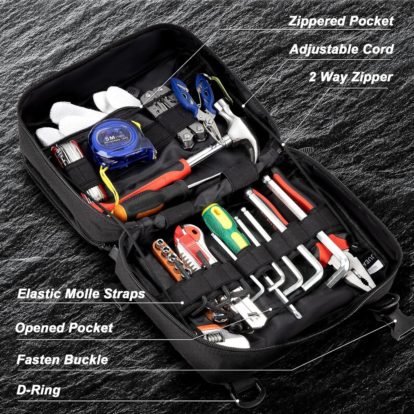 Tactical Molle Pouch - Large Utility Tool Organizer with Expandable Design | Includes Medical Pocket & U.S.A Patch