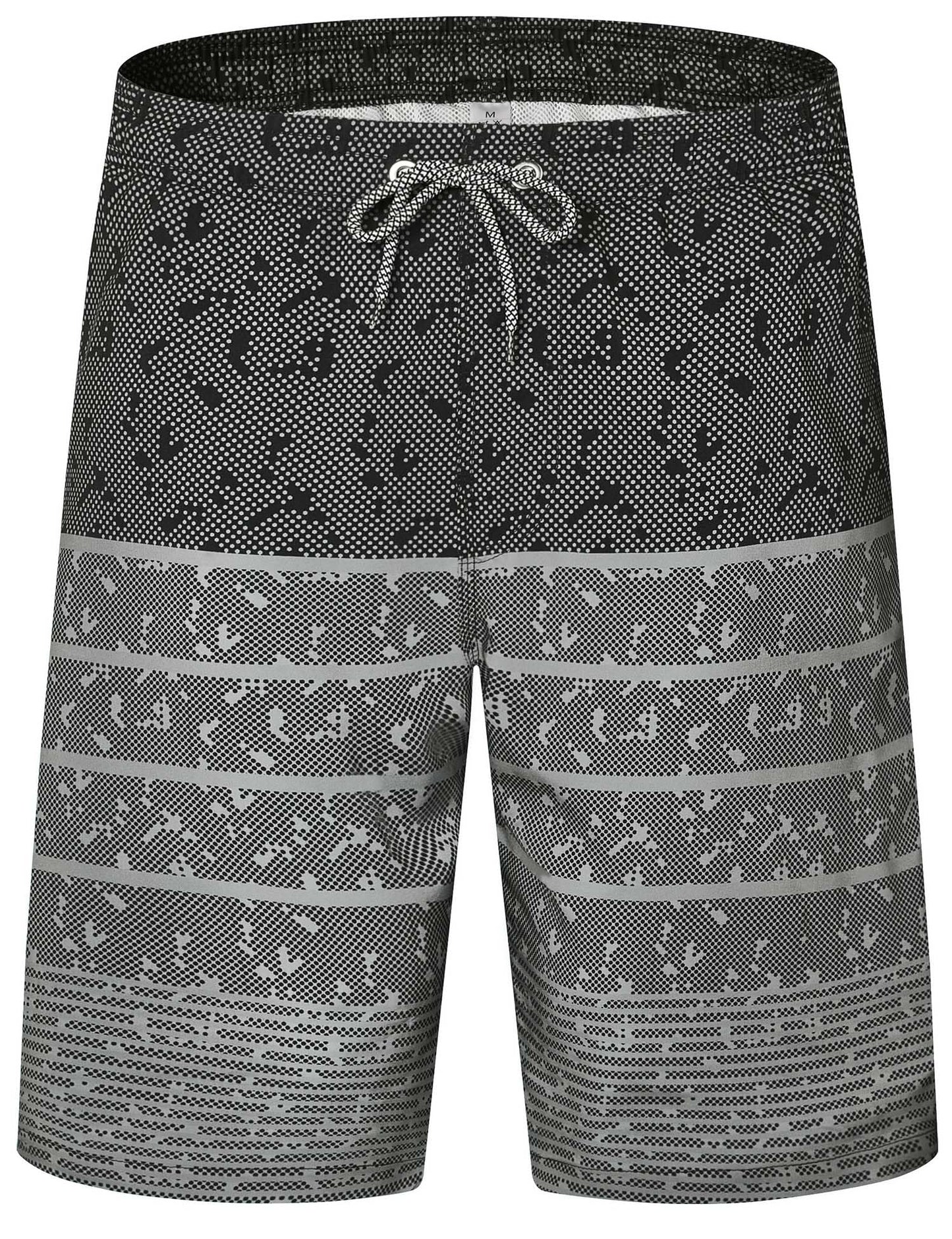 ELETOP Men's Swim Trunks Quick Dry Bathing Suit Swimming Board Shorts Mesh Lining Beach Swimwear Stripe Grey L