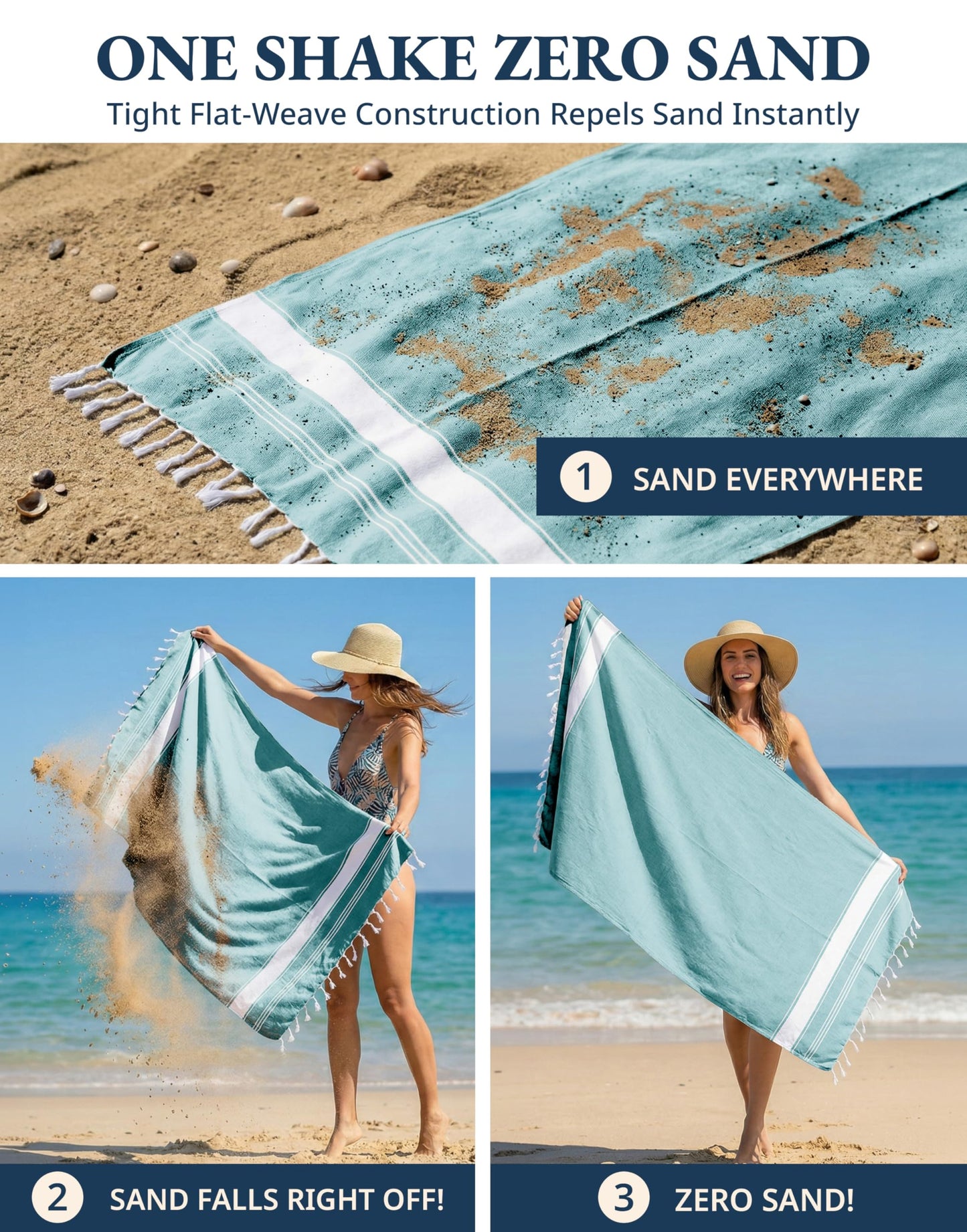 LANE LINEN Beach Towel - Beach Towels Oversized, Pre-Washed Large Beach Towels, Sandless Beach Towel, Quick Dry Travel Towel, Large Pool Towels, 39"x71" - Hunter Green