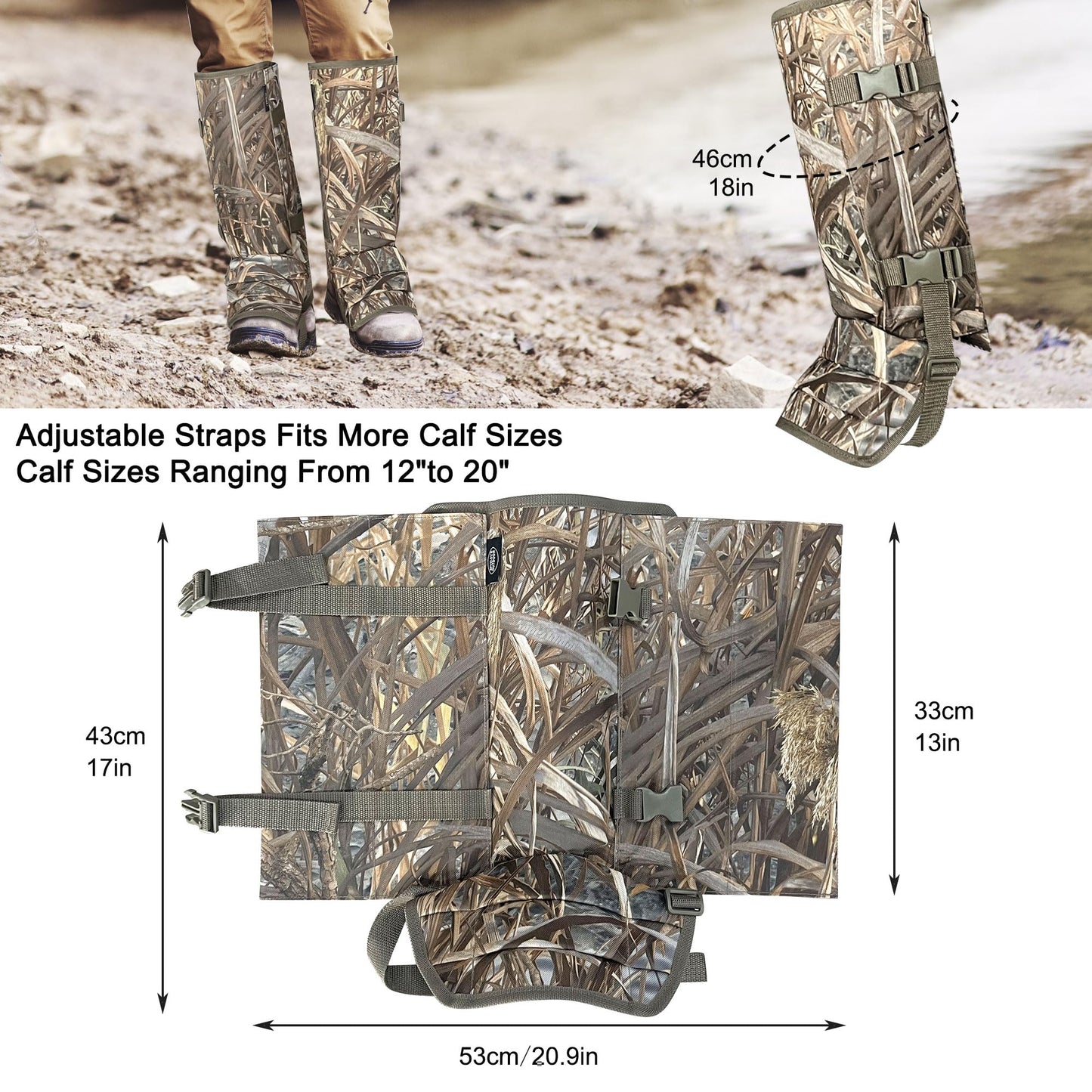 MYDAYS OUTDOOR Snake Gaiters for Hunitng,Snake Guards for Legs Men,Snake Proof Boots Women Men,Snake Chaps,Snake Bite Protection for Lower Leg (Camo Green)