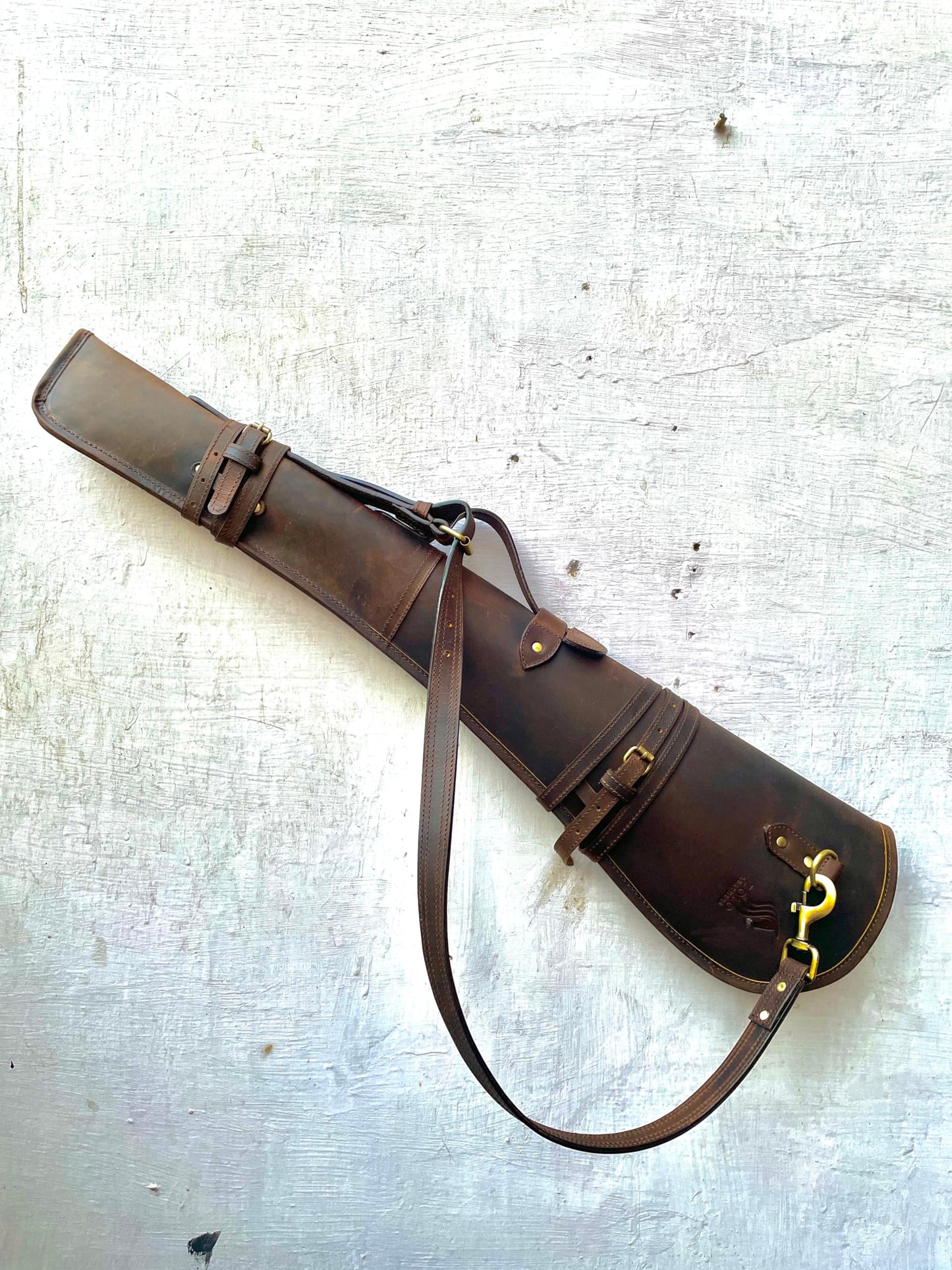 ZOLO LEATHERS Western Hardwax Leather Shooting Gun Cover Shotgun Case Leather Rifle Scabbard with Adjustable Shoulder Strap (Vintage Brown)