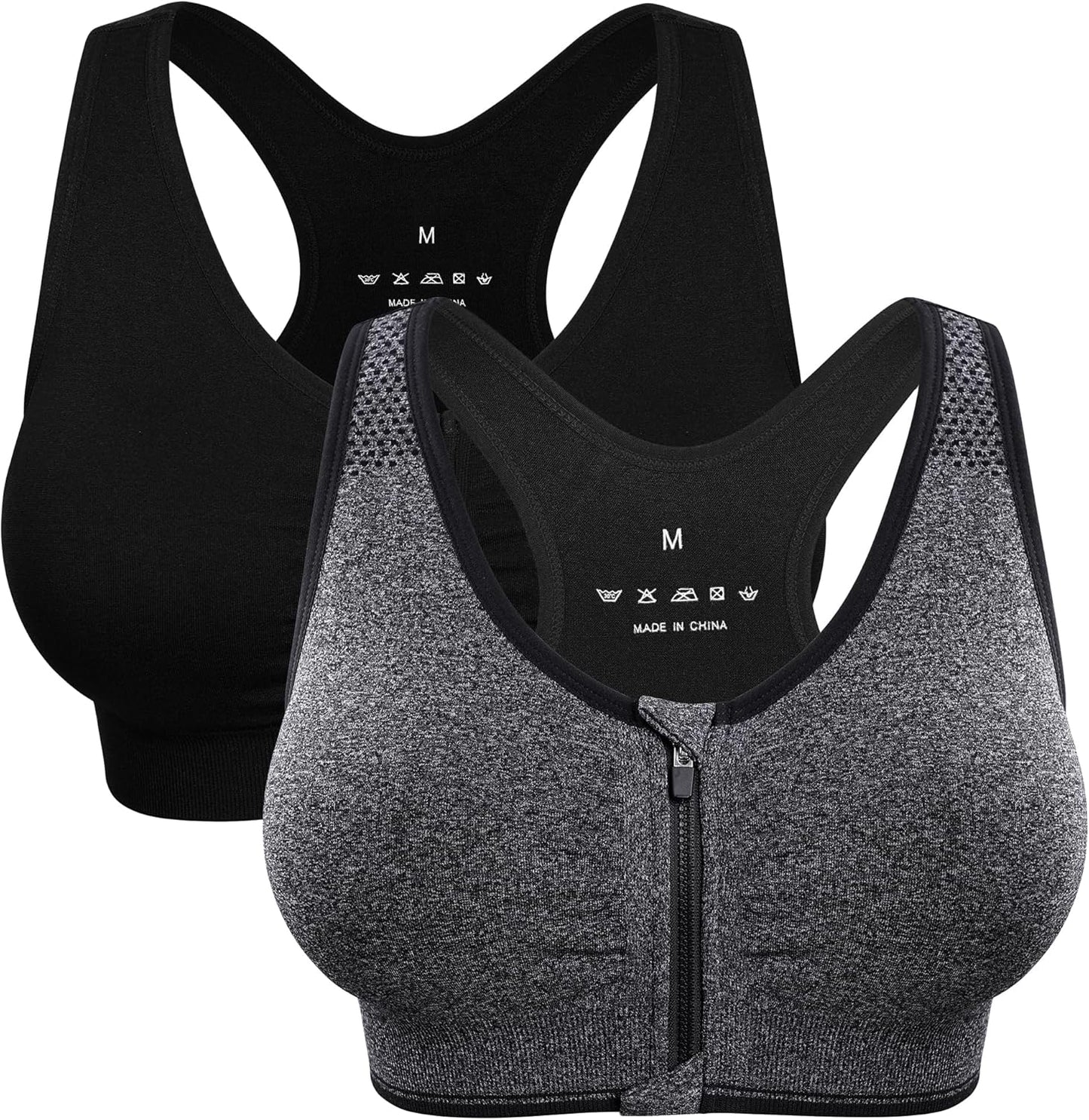 Women's Zip Front Sports Bra - Wireless Post-Surgery Activewear | Comfortable Yoga Bra