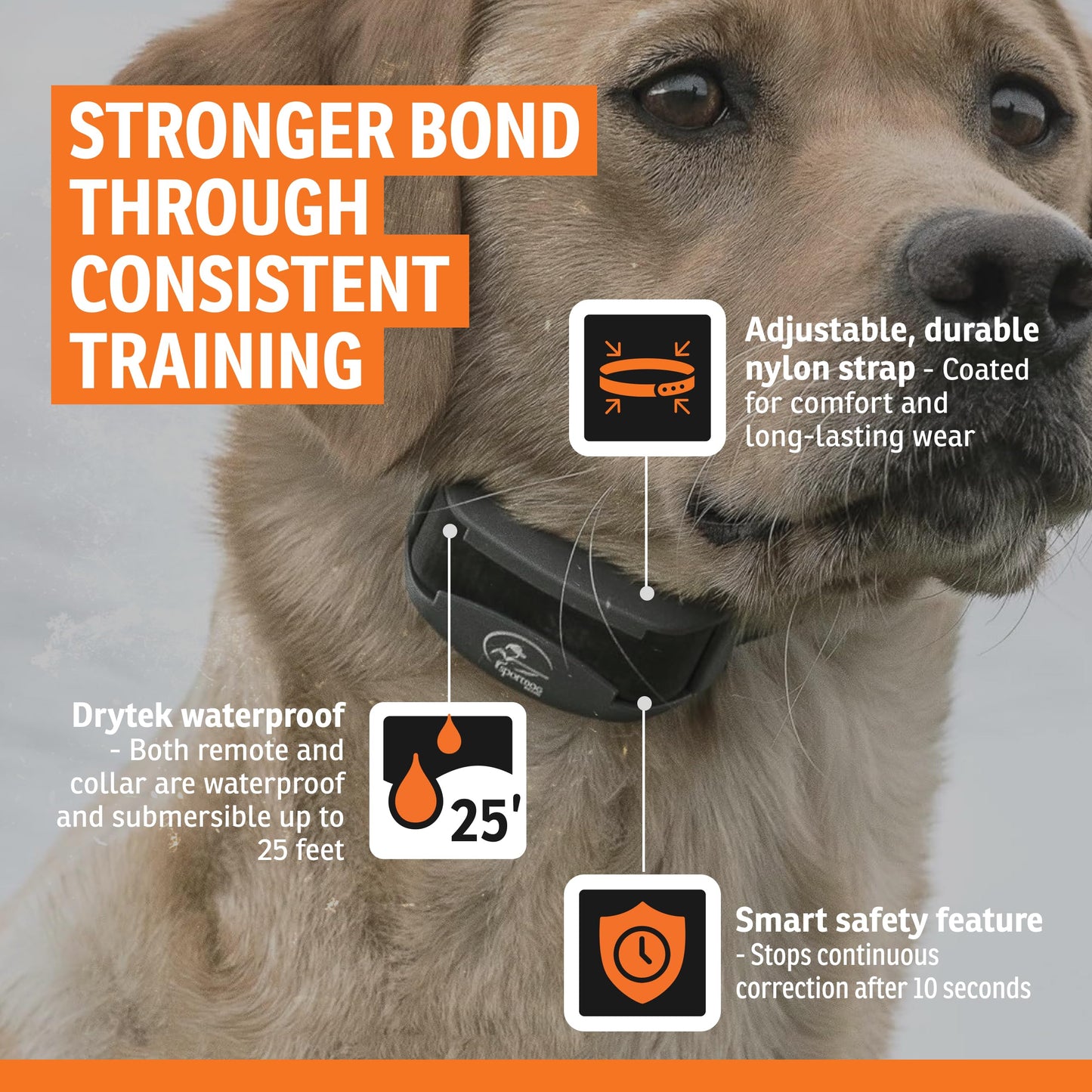 SportDOG TEK Series 2.0 GPS Tracking System Add-A-Dog Collar - Waterproof Receiver Collar with Multiple Correction Modes - Rechargeable with Long-Lasting Battery