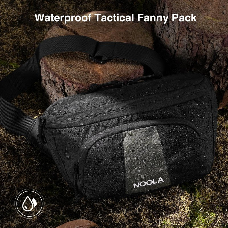 NOOLA Tactical Fanny Pack, Waist Pack for Men Women, Large Crossbody Bag for EDC Gear, Hiking Fanny Belt Bag for Hunting, Outdoor, Cycling, Black