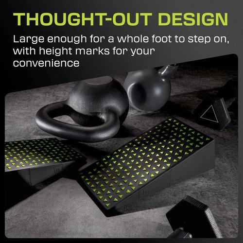 Squat Wedge Block Pair - Non Slip Squat Wedges & Ramp for Exercise, Home Gym, Weight Lifting & Yoga - Calf Stretcher Slant Board to Elevate Heels, Improve Ankle Mobility, Backpack Included for Storage
