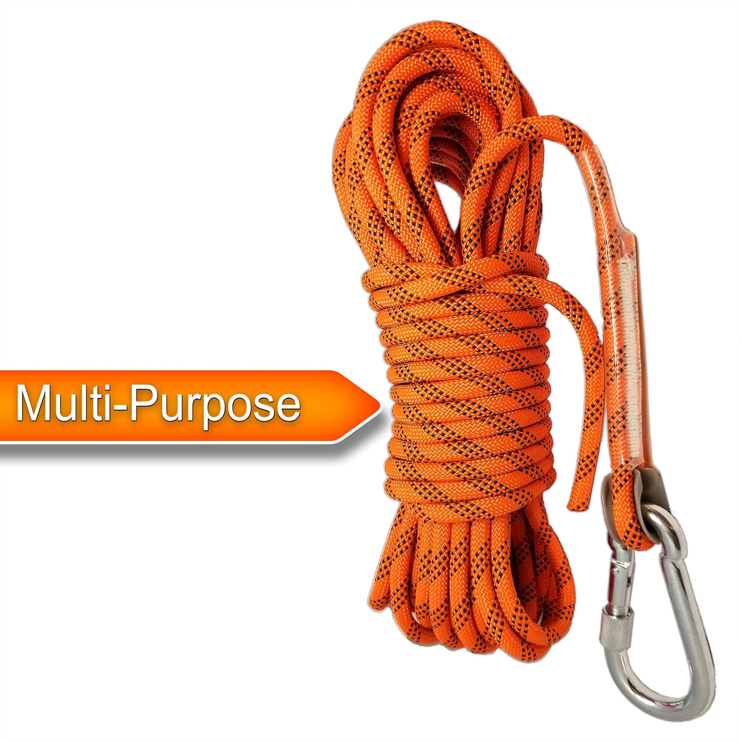 Woodland Home Magnet Fishing Rope with Oval Connector, 2000LB Pulling Forces, 8mm Thick, 52 FT, Durable Quality Rope for Fishing Magnet, camping, Boating, Outdoor & Indoor Use, Bright Orange