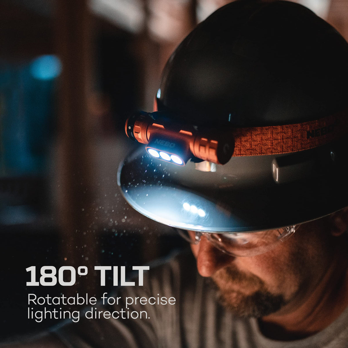 NEBO Master Series HL1000 LED Headlamp, Rugged and Reliable, Rechargeable, Bright Headlamp with 180 Degree Tilt, 5 Light Modes, Waterproof and Impact Resistant