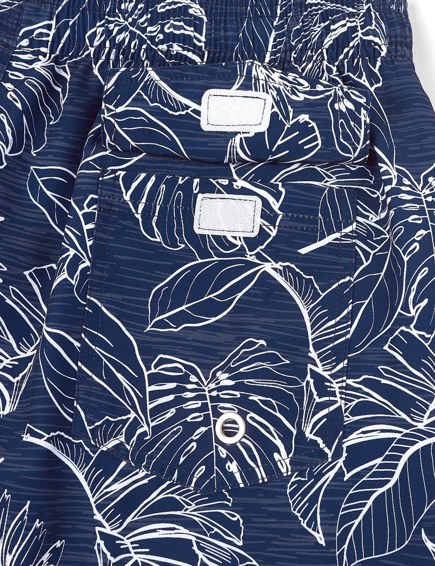 ELETOP Men's Swim Trunks Quick Dry Bathing Suit Swimming Board Shorts Mesh Lining Beach Swimwear Palm Leaf Blue S