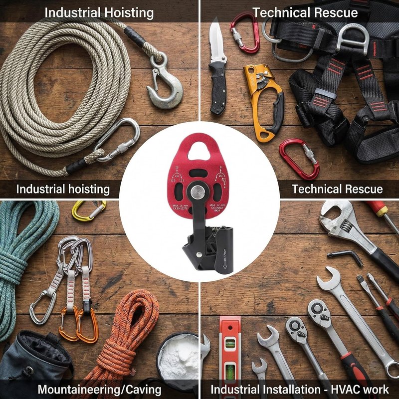 Alomejor 25KN Climbing Pulley Outdoor Rope Pulleys 7075 Aviation Aluminum Heavy Duty Rock Pulleys of Single Swivel Climbing/Aloft Work/Rescue/Rappelling/Etc