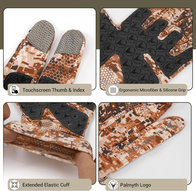 Palmyth Hunting Gloves - Lightweight Camo Outdoor Gloves for Men | Perfect for All Seasons