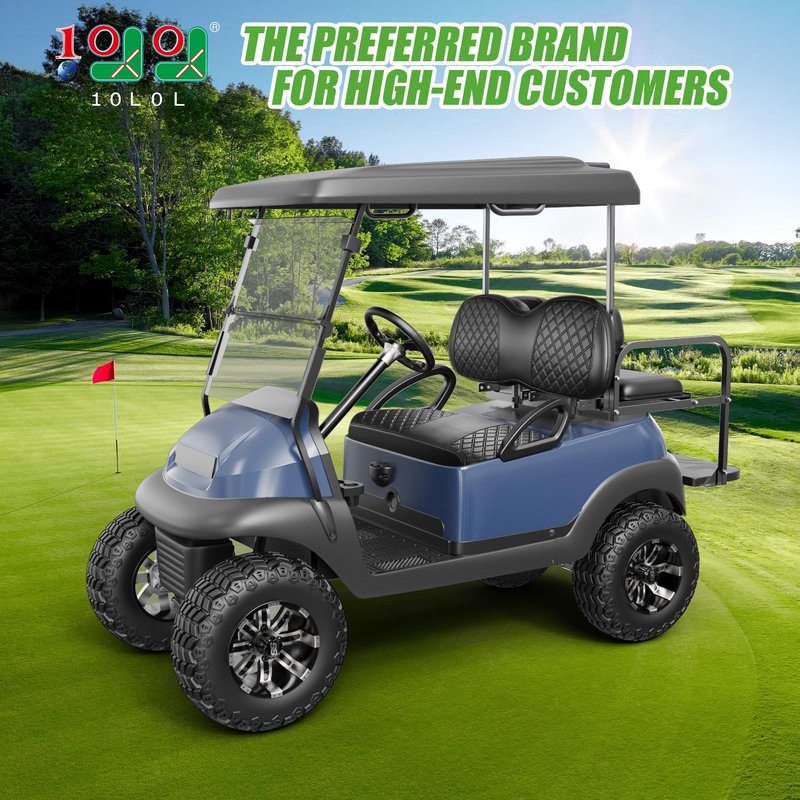 10L0L Golf Cart Seat Covers for Club Car Precedent,Diamond Pattern,Vinyl Leather with Adjustable Straps and Retractable Buckle, No Stapler Needed Black