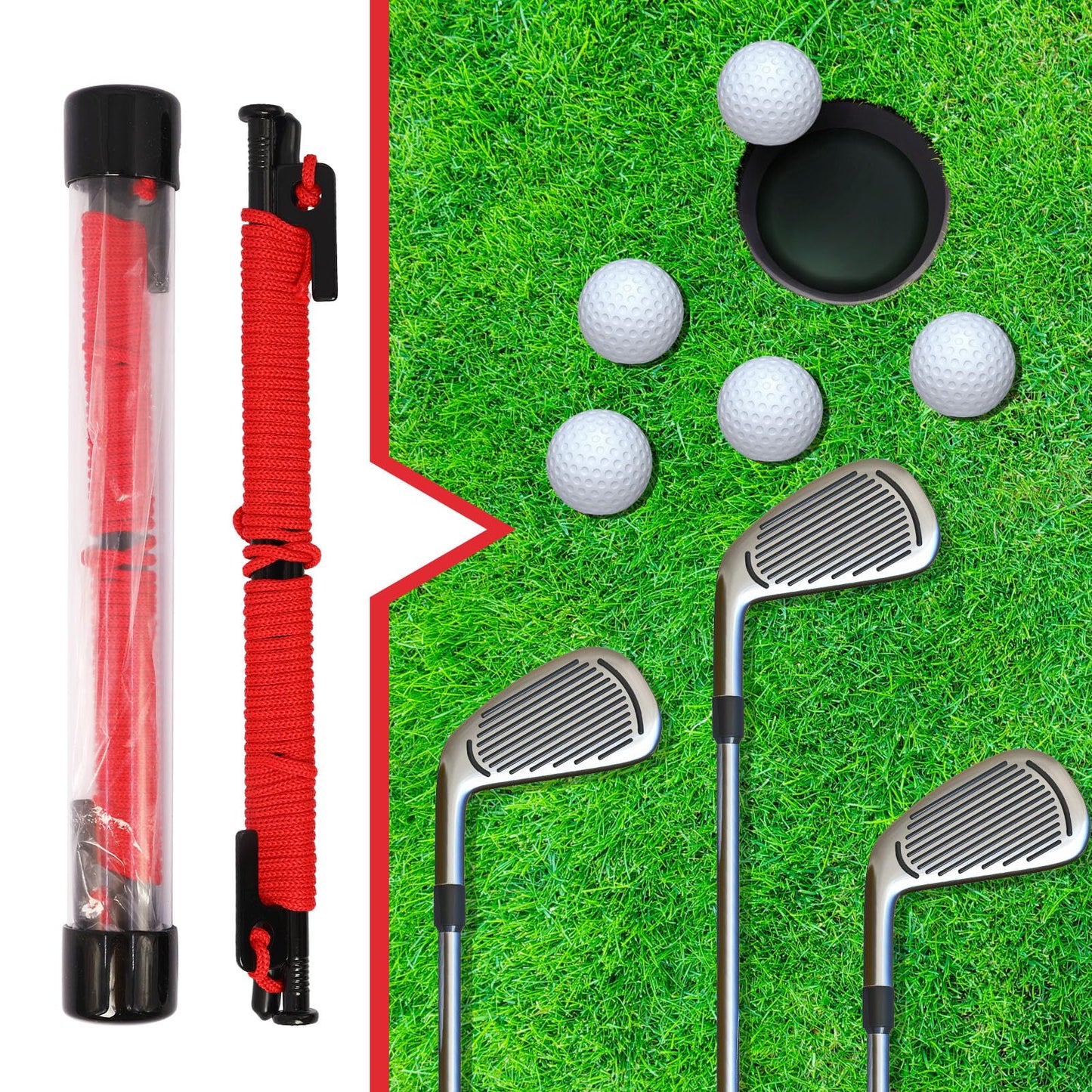 Golf Putting Training Aid, Putting String Line for Guide, Golf Putting Alignment Tool Accessory for Alignment and Practice (Red)