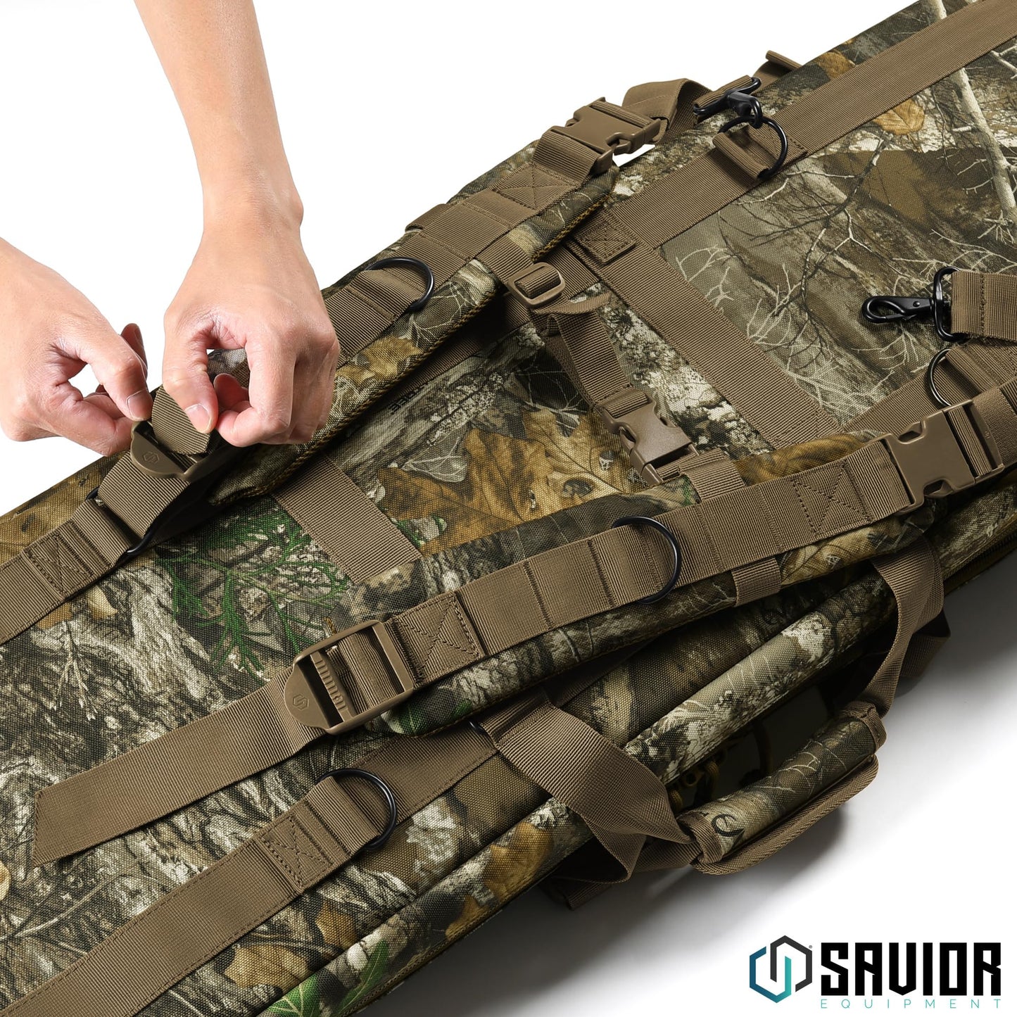 Savior Equipment American Classic Tactical Double Long Rifle Pistol Gun Bag Firearm Transportation Case w/Backpack, 36 Inch M81 Woodland Camo