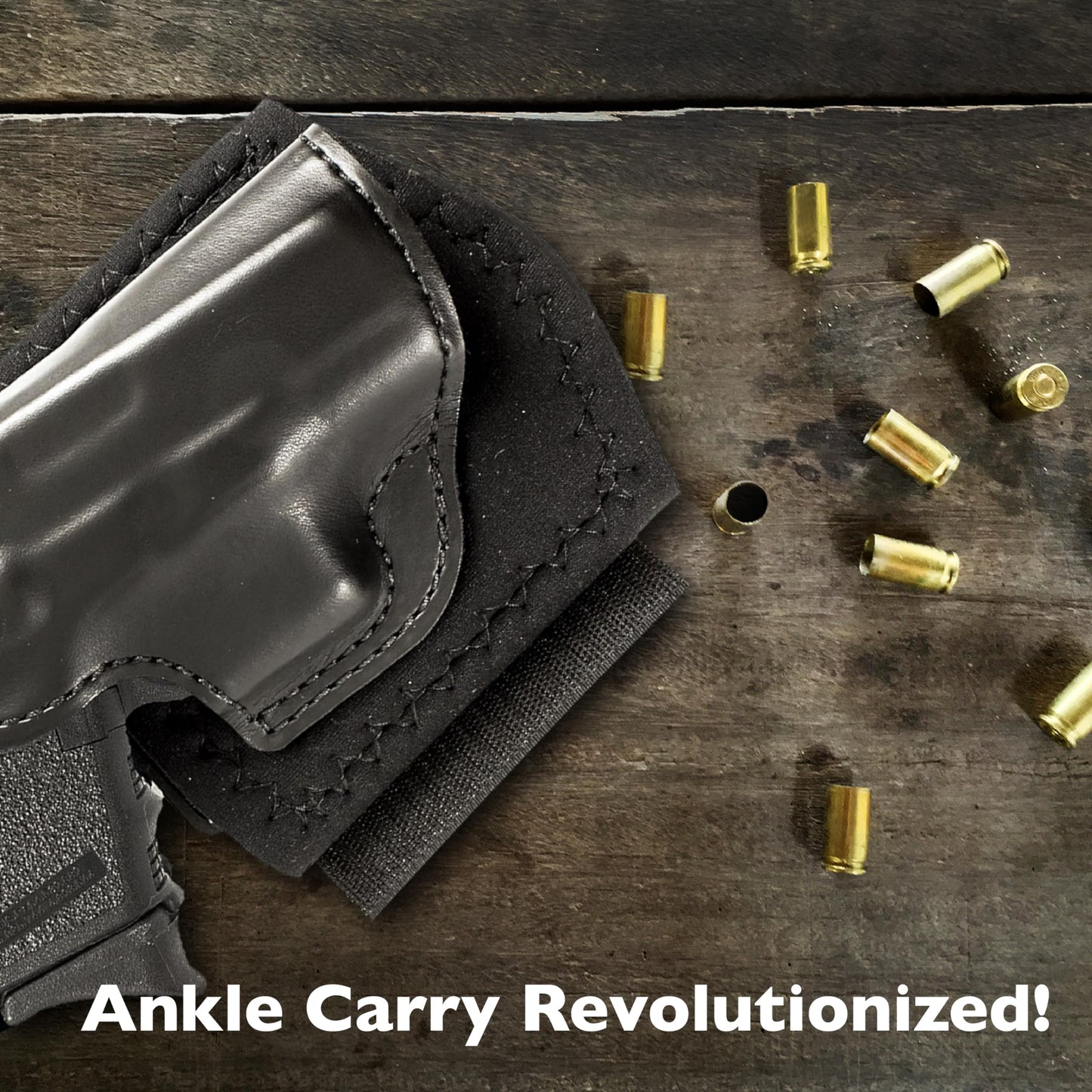 DeSantis Die Hard Ankle Rig - Concealed Carry Ankle Holster, Leather Lined Holster with Thumb Break, Neoprene Leg Band, Compatible with Glock 26, 27, 33 - Right-Hand Draw, Black