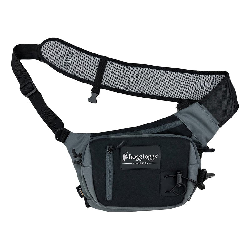 FROGG TOGGS Flats Sling Pack, Easy Hands-Free tackle storage bag with built-in Rod Support, Black, OS