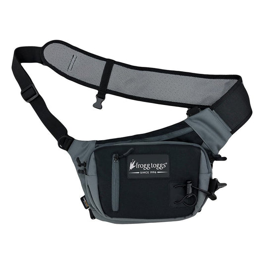 FROGG TOGGS Flats Sling Pack, Easy Hands-Free tackle storage bag with built-in Rod Support, Black, OS
