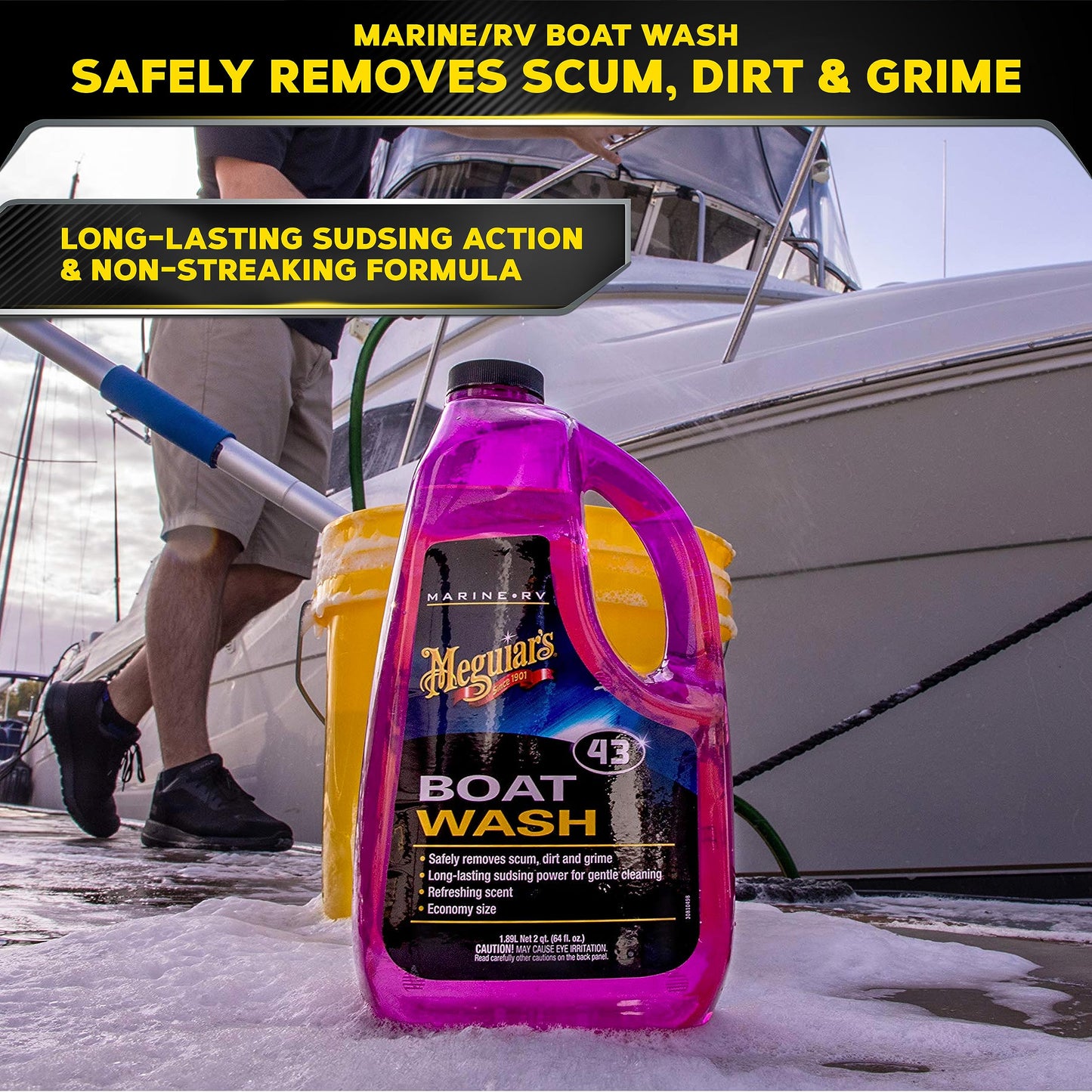 Meguiar's Boat & RV Wash & Wax Starter Kit - The Perfect Detailing Kit For Boats & RVs - Includes Wash, Wax, Water Spot Remover, Vinyl & Rubber Detailer and Cleaning Accessories
