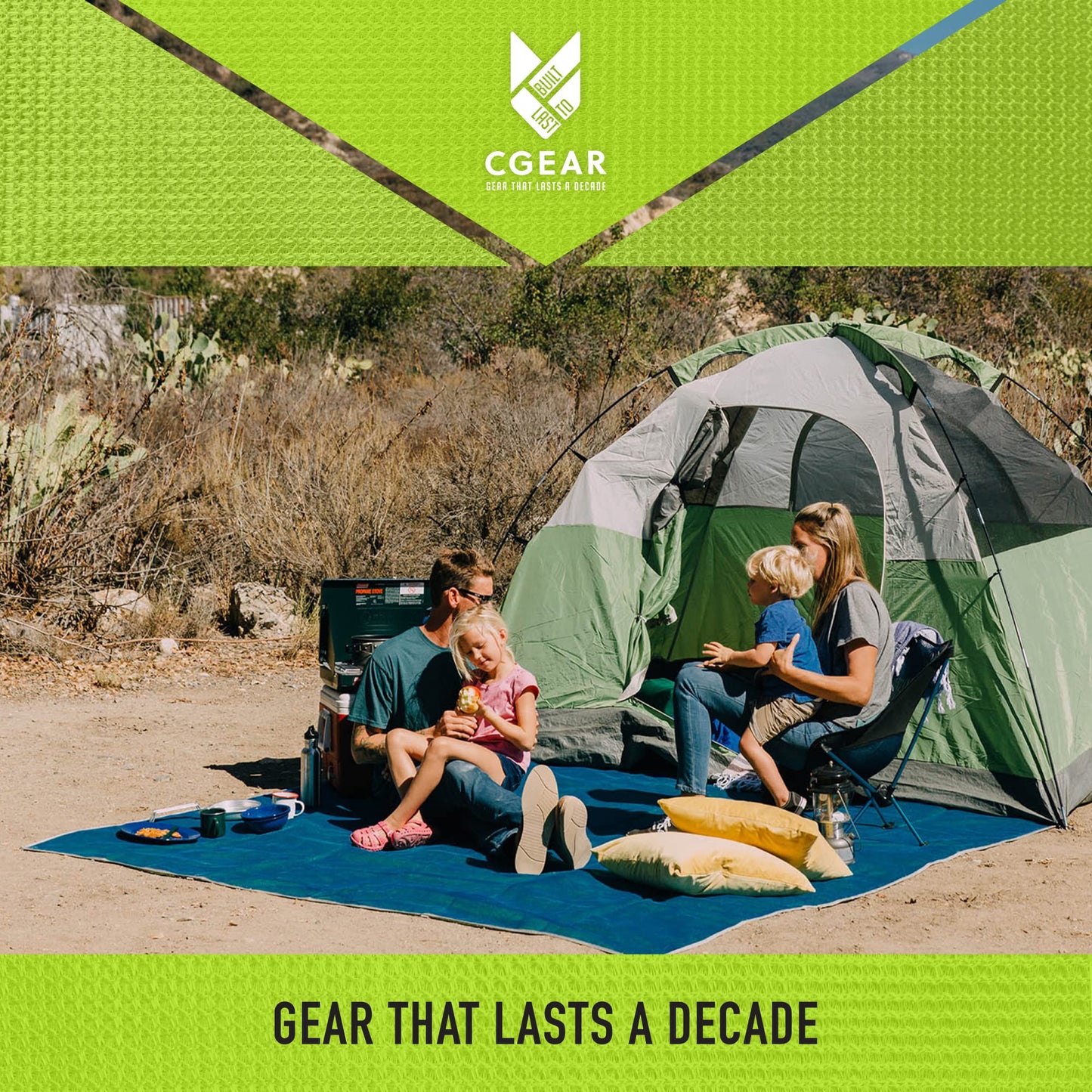 CGEAR The Original Sand-Free Outdoor Camping Mat – Patented Technology, Water-Resistant and Anti-Fade Material, Military-Grade Construction – Multi Use Outdoor Blanket