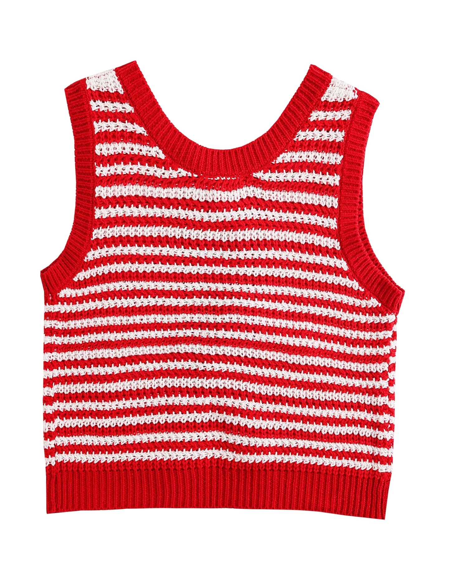 Silly Turtle Sweater Vest Women Casual Sleeveless Crochet Tops Color Block Tie Back Knit Tank Tops(0508-Red-XS)