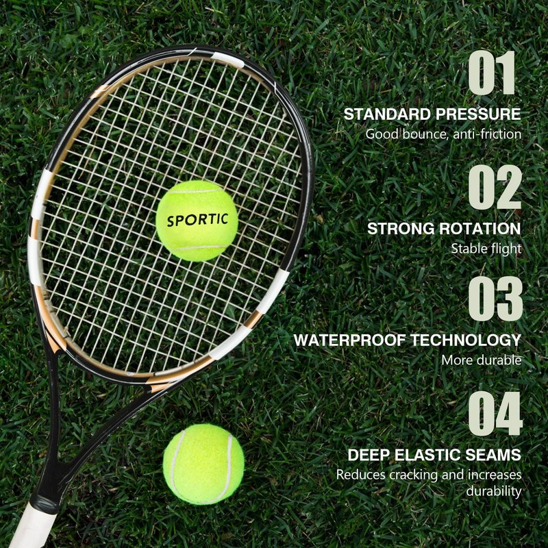 SPORTIC Tennis Balls, High Bounce Practice Tennis Balls with Mesh Bag for Easy Transport, Pet Dog Playing Balls,Duty Felt Pressurized Tennis Ball for Beginner Training (36pcs)