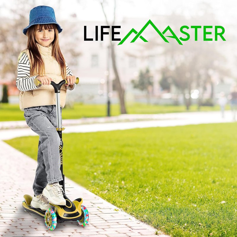3 Wheel Scooter for Kids - Foldable Seat & Adjustable Handlebar | Light-Up LED Wheels, Indoor & Outdoor Fun
