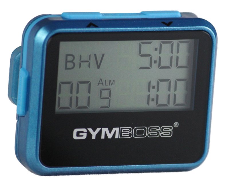 Gymboss Interval Timer and Stopwatch and Watchstrap - Bundle (Teal w/Blue Buttons, One Size Fits All)