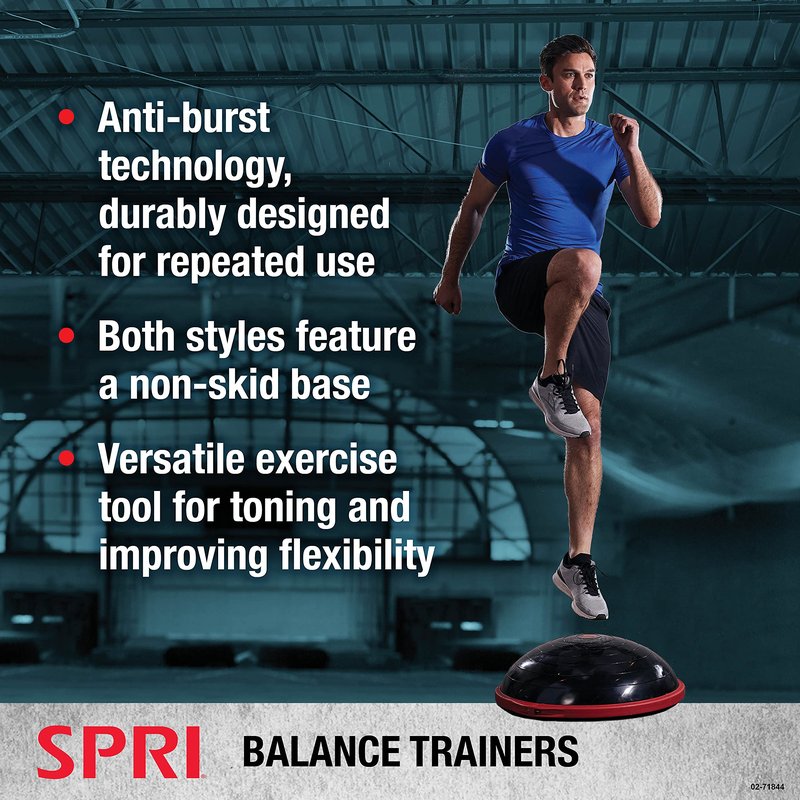 SPRI Balance Trainer Sport - Dome Shape Half-Exercise Ball with Non-Skid Base - For Balance Training, Strength Building, Toning, and Improved Flexibility - 50cm Diameter