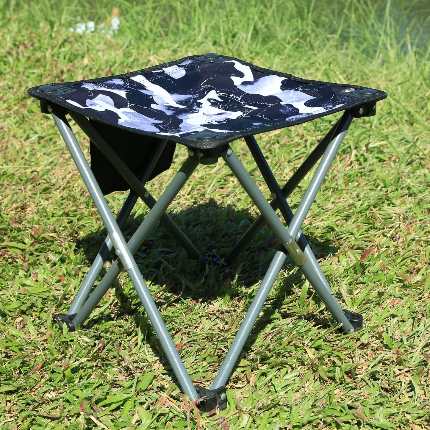 Opliy Camping Stool, Folding Samll Chair 13.5 inch Portable Camp Stool for Camping Fishing Hiking Gardening and Beach, Camping Seat with Carry Bag (Black, L13.5)