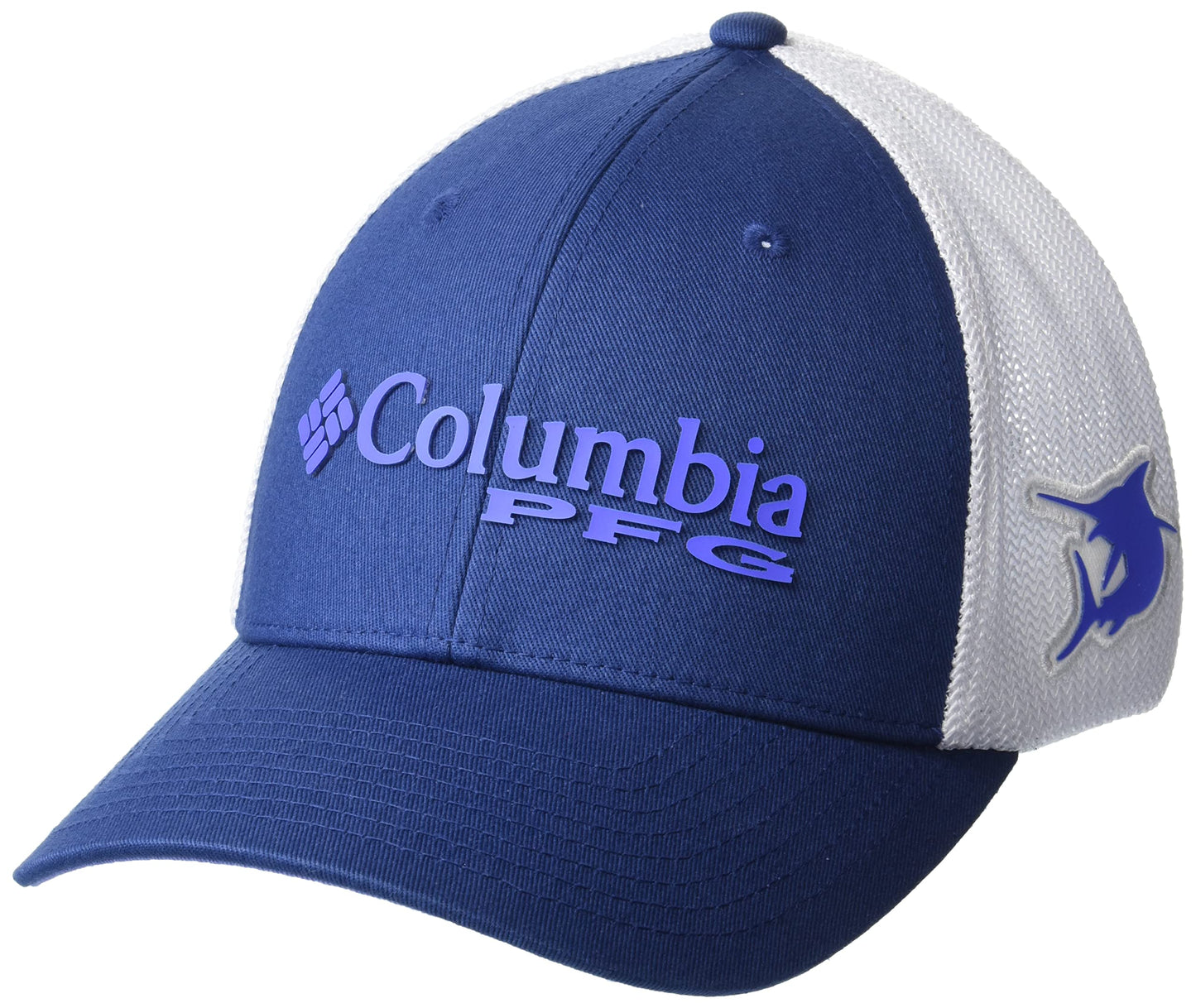 Columbia Unisex PFG Logo Mesh Ball Cap - High, Carbon/Violet Sea, Large/X-Large