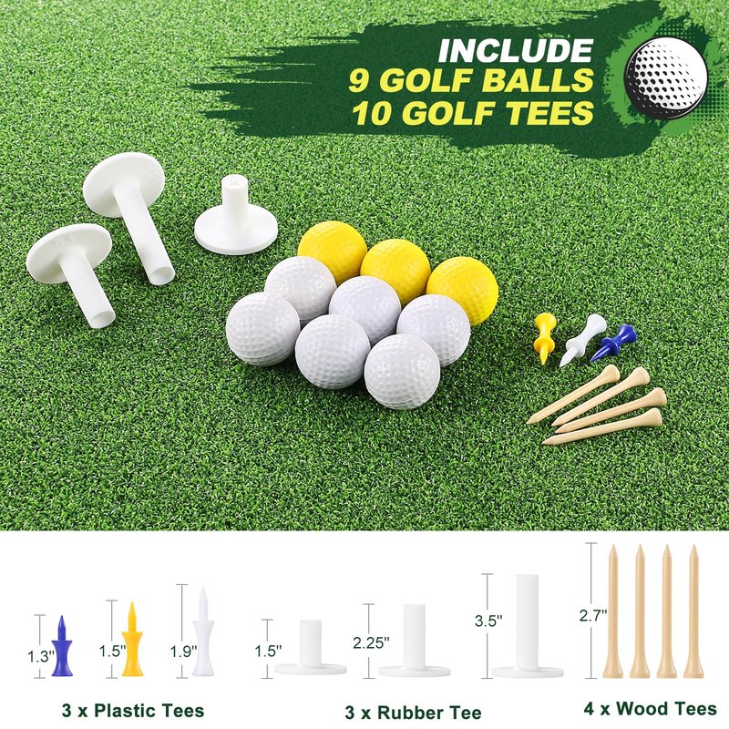 LIBERRWAY Thicken Golf Mat, 5x4ft Practice Turf, Indoor/Outdoor, Training Aid with 9 Golf Balls