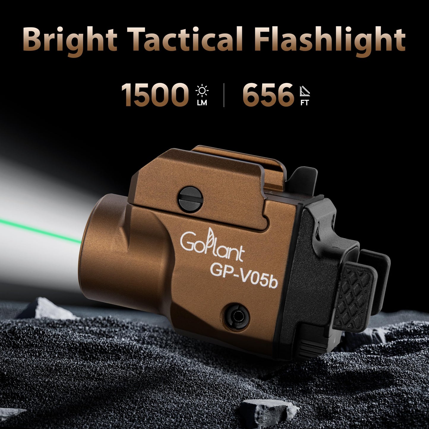 1500 Lumens Aircraft-Grade Aluminum Compact Pistol Flashlight, Picatinny Flashlights Laser Weapon Light, Subcompact Tactical Pistol Lights,Green Laser Light Combo For Handgun, Rechargeable Gun Laser