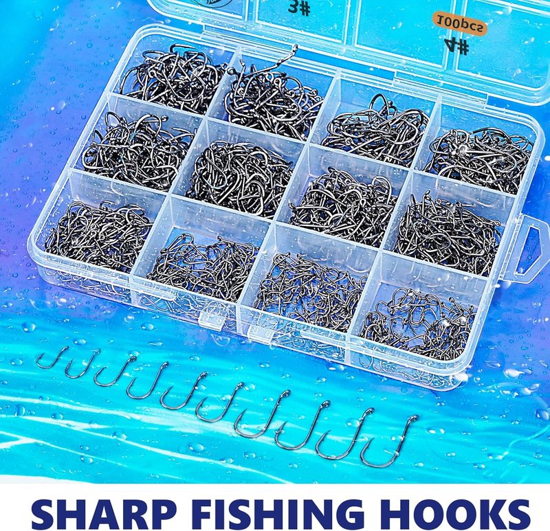 Octopus Fishing Hooks - Barbed Circle Hooks for Saltwater & Freshwater | 1000 PCS Sizes 1/0 to 12