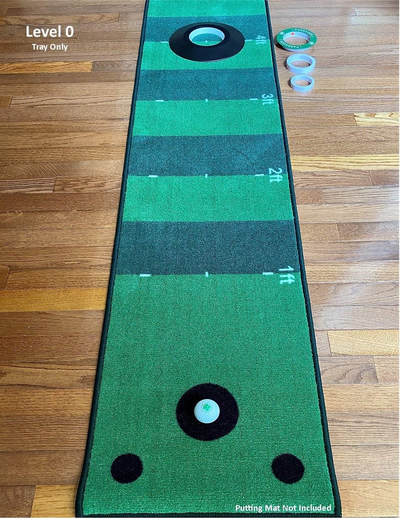 3Ring Putt Trainer Plus Tray - Golf Hole Reducer - Indoor and Outdoor Putting Aid Golf Accessory - Pressure Putt Trainer (3Ring Training Aid + Tray)