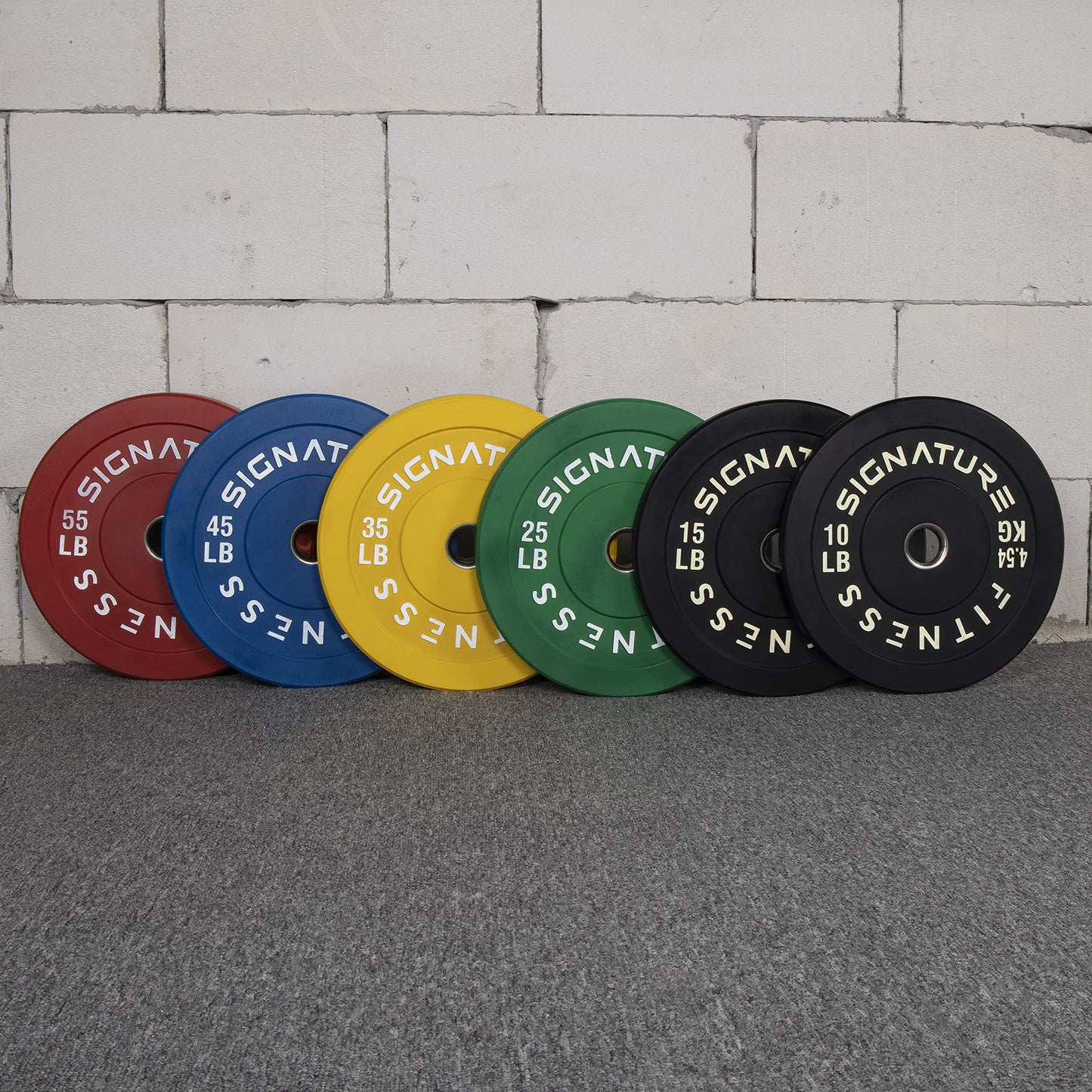 Signature Fitness 2" Olympic Bumper Plate Weight Plates with Steel Hub, 25LB Single, Colored
