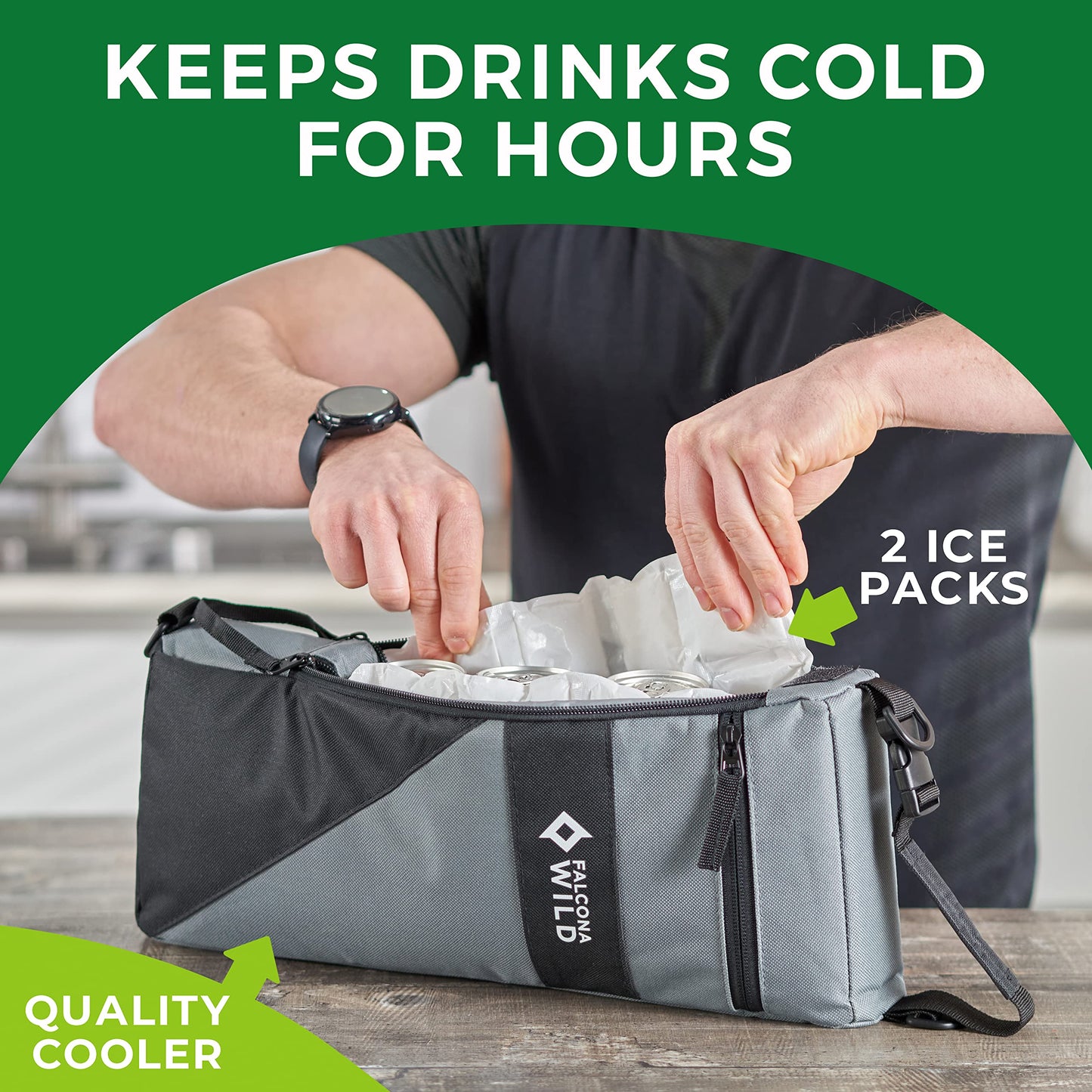 Falcona Wild Ice Packs for Golf Cooler Bag - Keeps Drinks Cold for Hours – Fits Most Golf Bag Coolers – Can be Cut to Size – Reusable