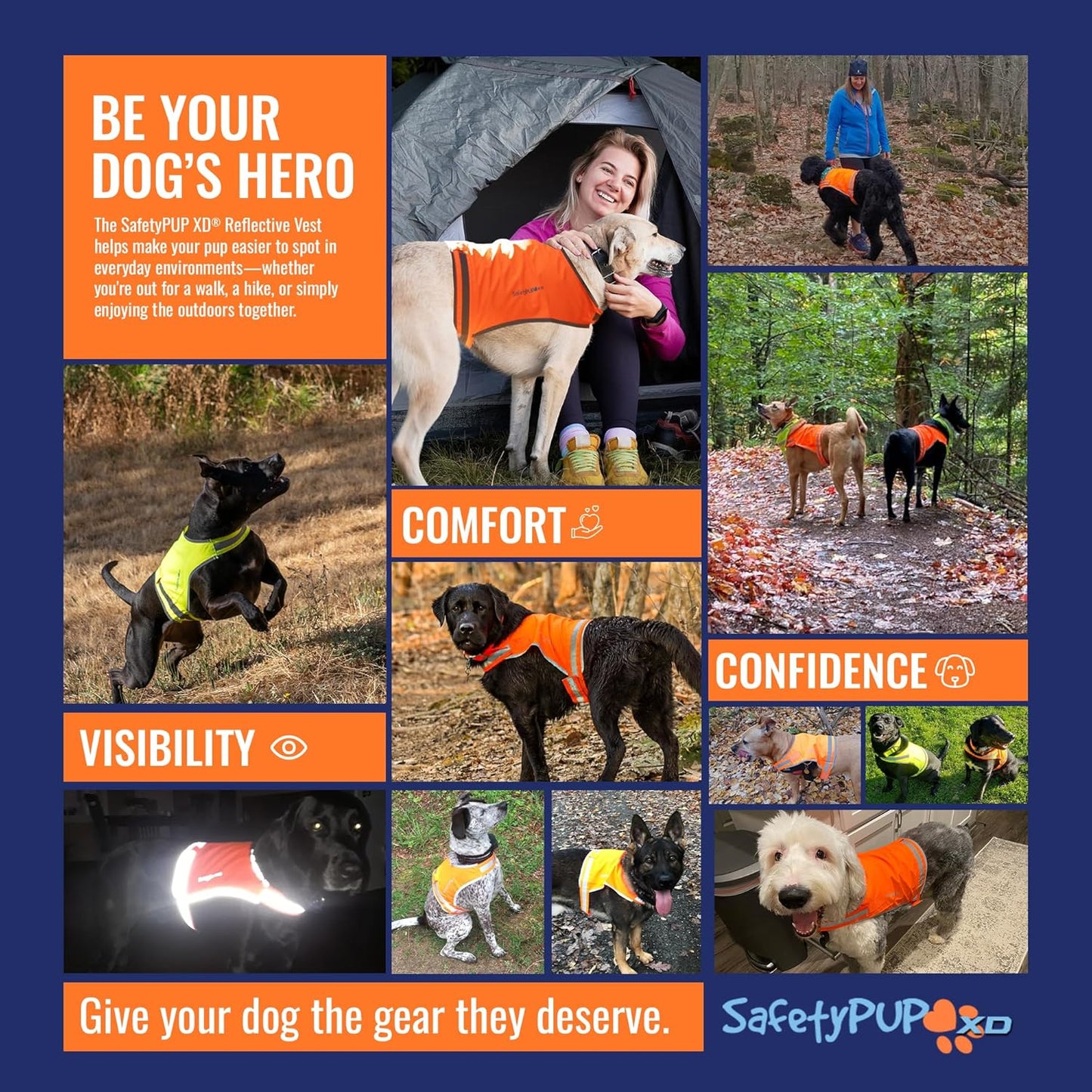 SafetyPUP Dog Vest | Reflective Hi-Visibility Fluorescent Yellow | Mid Back Coverage for Safety