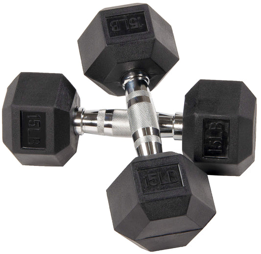 Rubber Encased Hex Dumbbell in Pairs