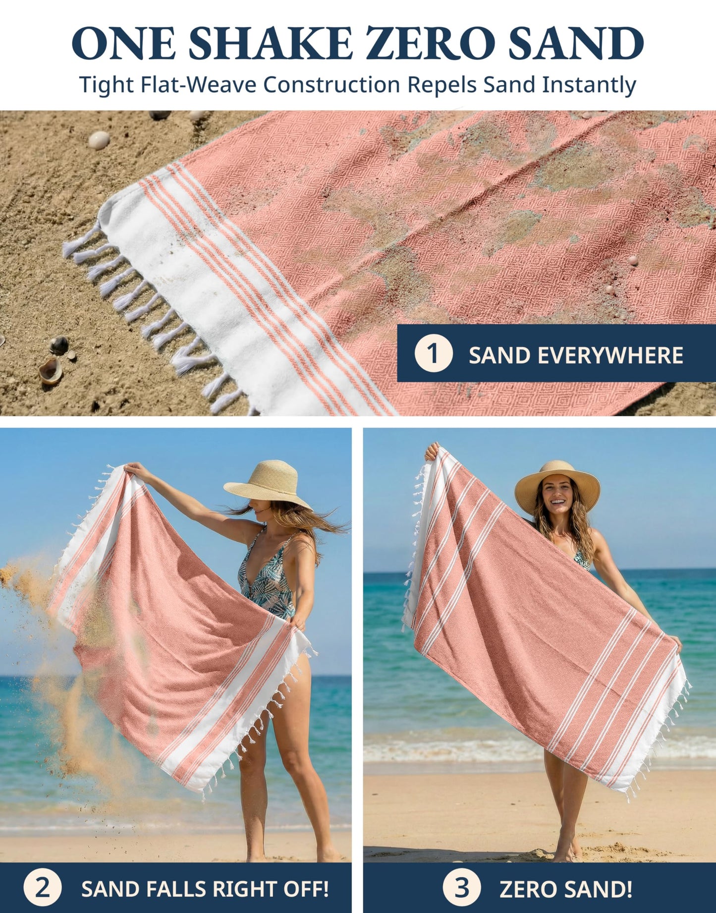 LANE LINEN 6-Pack Oversized Pre-Washed Beach Towels, Stylish Quick-Dry Pool & Travel Towels for Adults, 39"x71" - Diamond Multi Colors