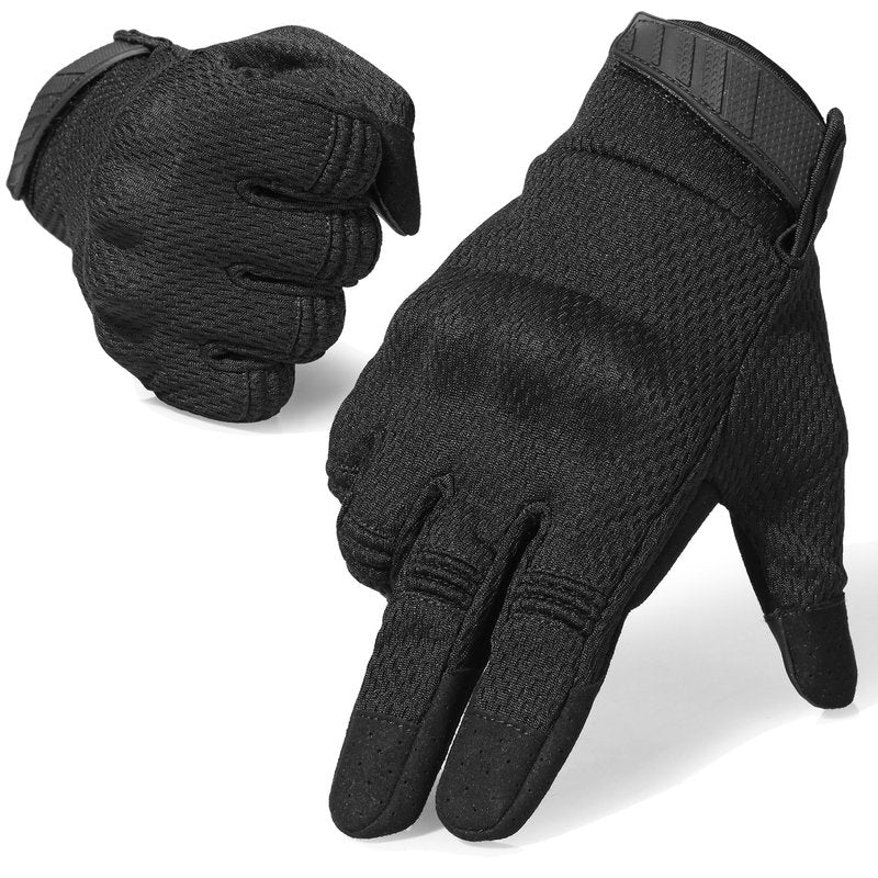 AXBXCX Touchscreen Full Finger Gloves for Men, Padded Outdoor Gloves Black Medium