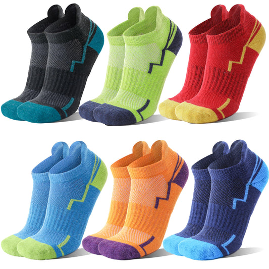 Welwoos Merino Wool Ankle Hiking Socks Thermal Warm Thick Winter Compression Support Running Cushion Athletic No Show Socks for Women Men Gifts Stocking Stuffers 6 Pairs(Mixed Color,M)