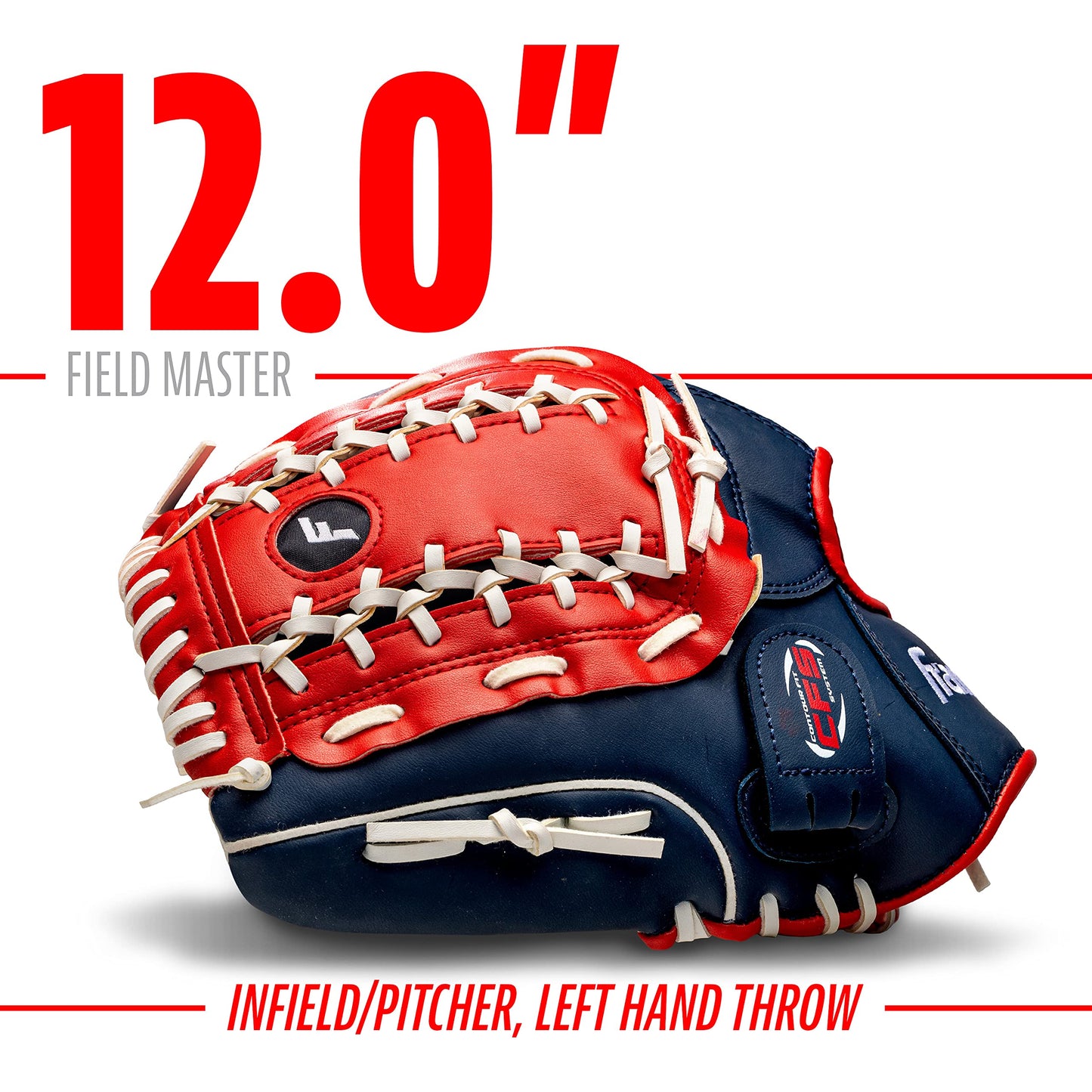 Franklin Sports Baseball and Softball Glove - Field Master - Baseball and Softball Mitt , Red, White, Blue, 12.0"