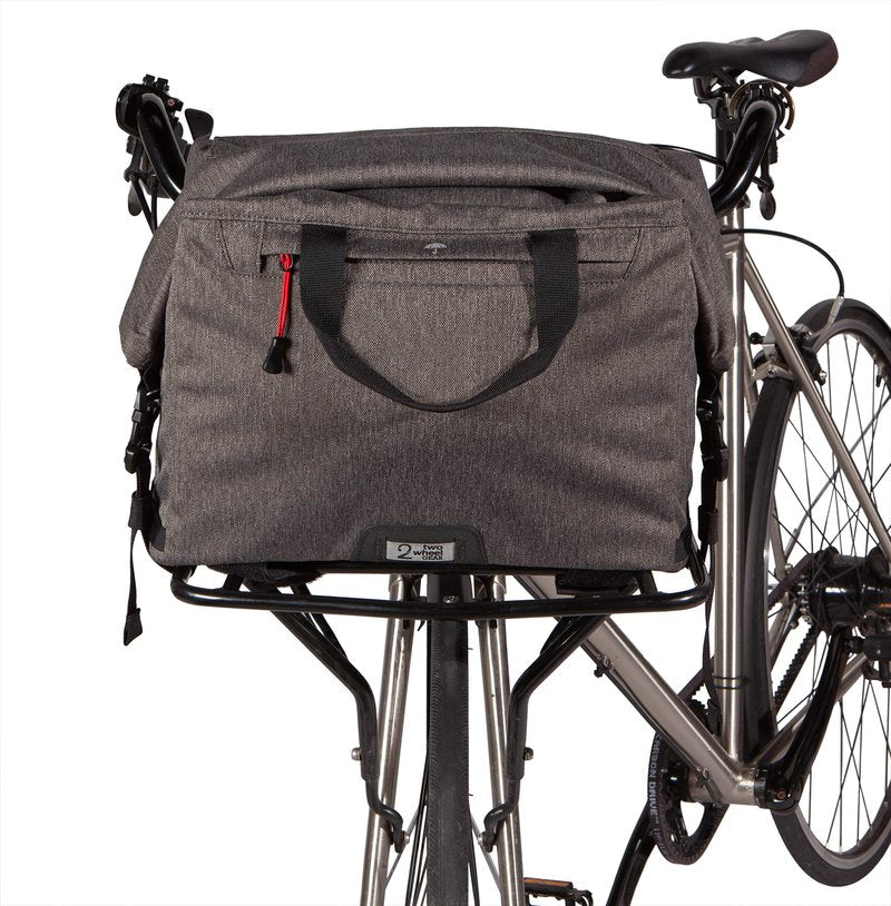 Two Wheel Gear - 4 in 1 Dayliner Box Bag (20 Liter) - Water Resistant Rolltop for Bike Handlebars, Rack Trunk or Basket with Shoulder Strap (Graphite Grey)