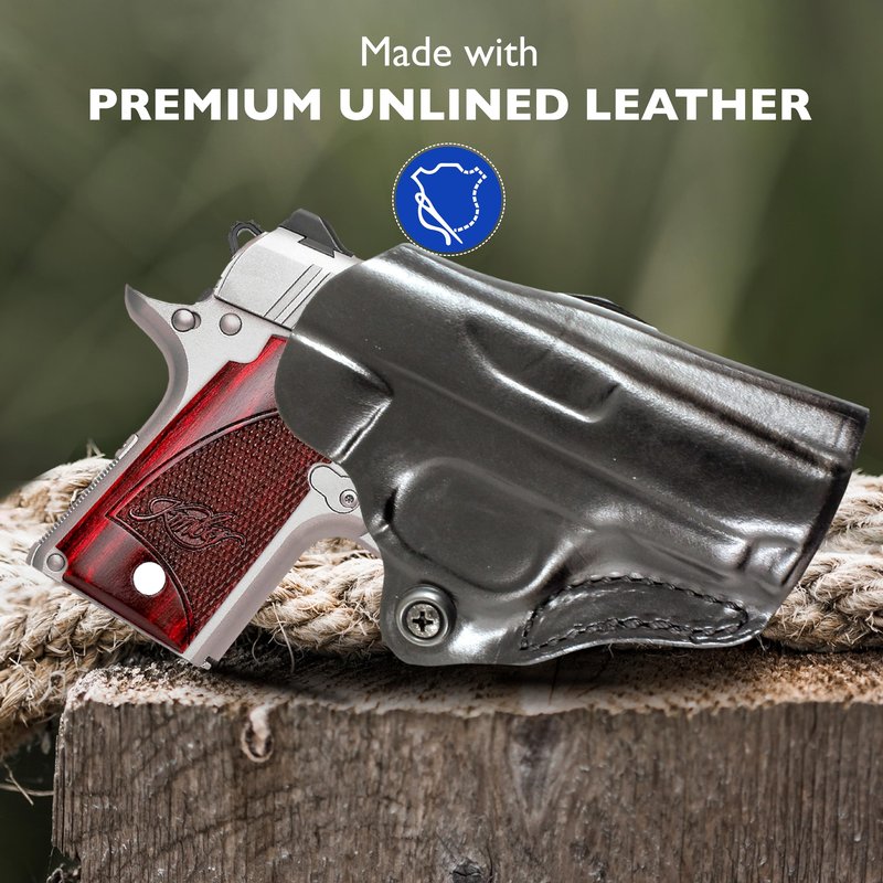 DeSantis Mini Scabbard Gun Holster with Secure Grip, Fits KIMBER MICRO 9 and KIMBER MICRO 9 W/ CT GRIPS Guns, Leather Molded Holster, Right-Hand Draw, Unisex, Black