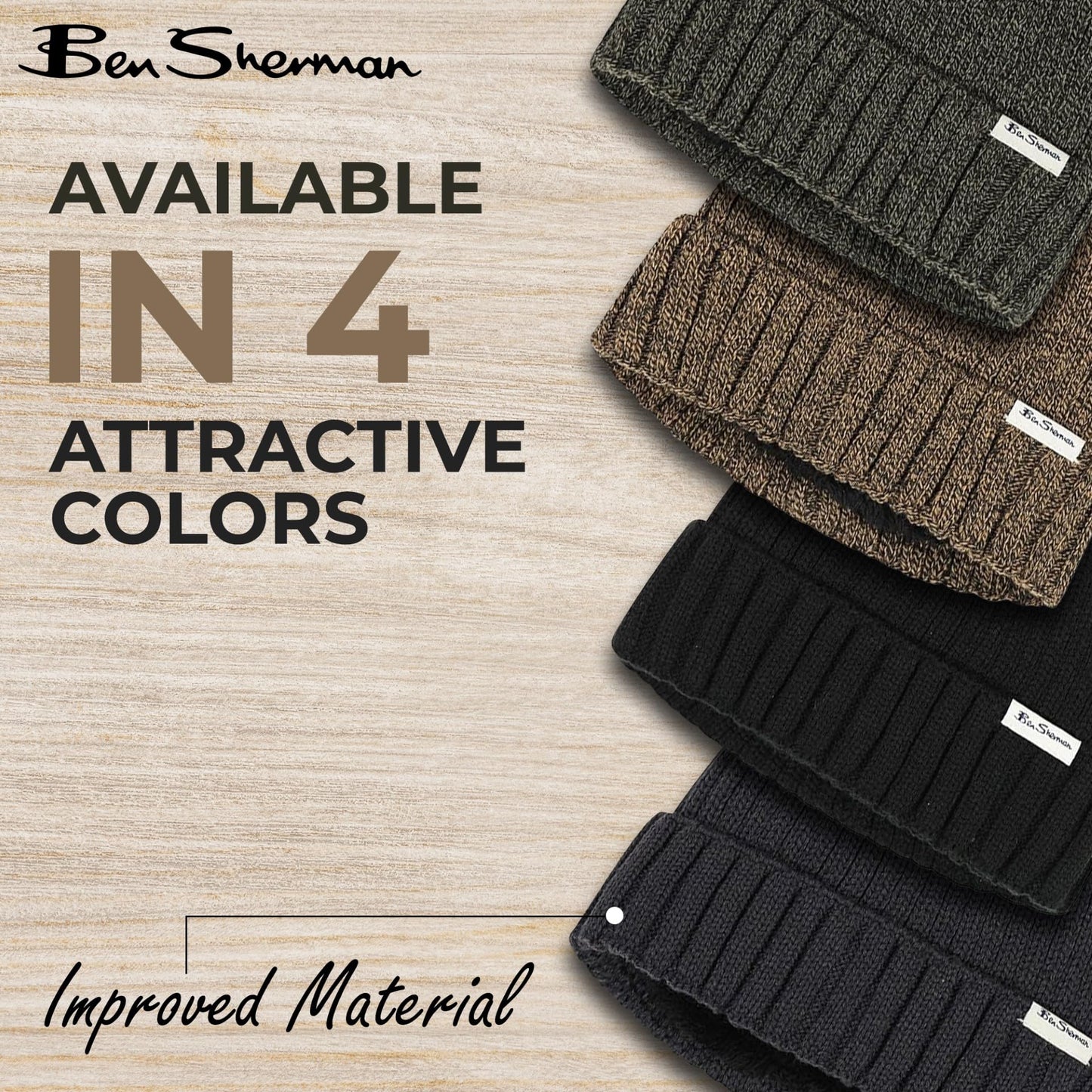 Ben Sherman Rib Knitted Mens Hats - 1-Pack Cuffed Winter Hat with Fur Lining - Warm Plush Lined Beanie Hat, Navy