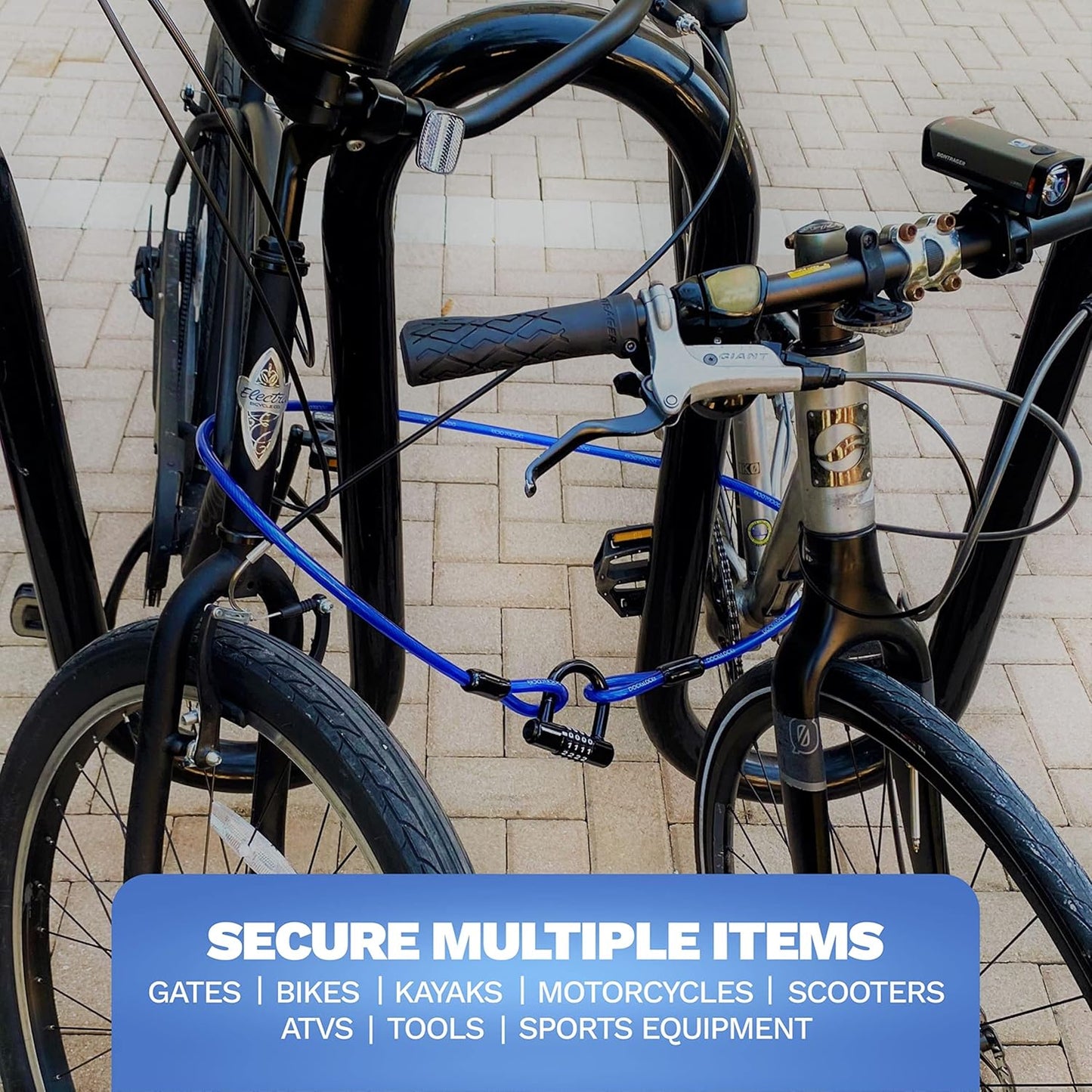 DocksLocks Security Cable Lock Set - Keyless Anti-Theft U-Lock for Bikes & Equipment | Weatherproof, 5ft to 25ft Length