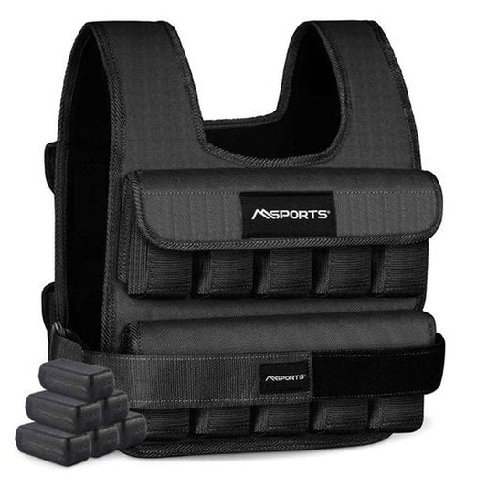 MSPORTS Premium Weighted Vest for Women & Men – Adjustable 11–65 lb, Running Vest, Walking Weighted Vest, Tactical Style Training Vest for CrossFit, Strength, Cardio & Home Workouts (Black, 11 lb)